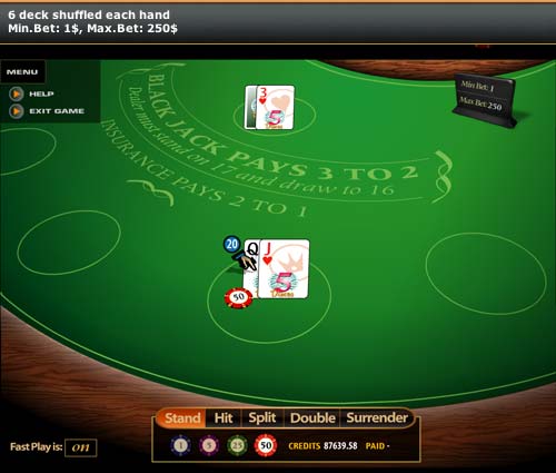 5Dimes Casino Screenshot Table